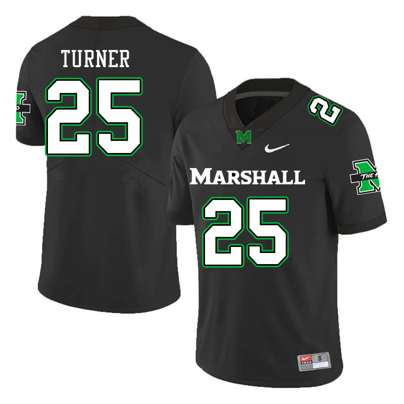 Men #25 A.J. Turner Marshall Thundering Herd College Football Jerseys Stitched-Black - Click Image to Close
